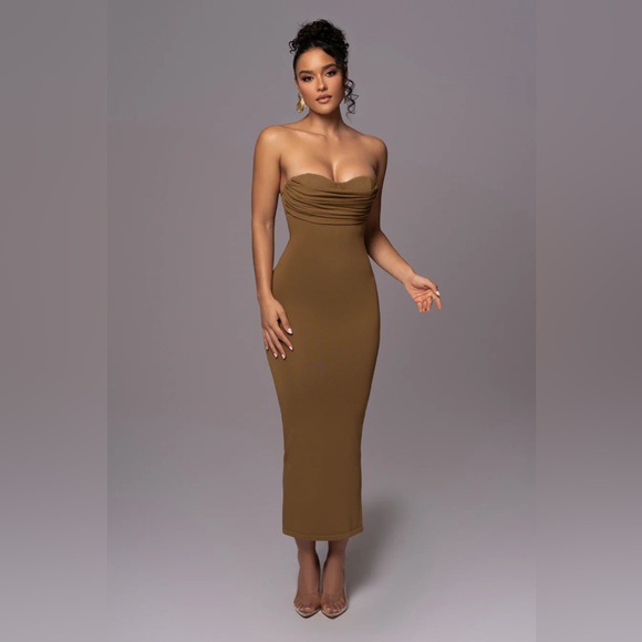 NWT Olive La Lune Drape Midi Dress - Picture 2 of 5